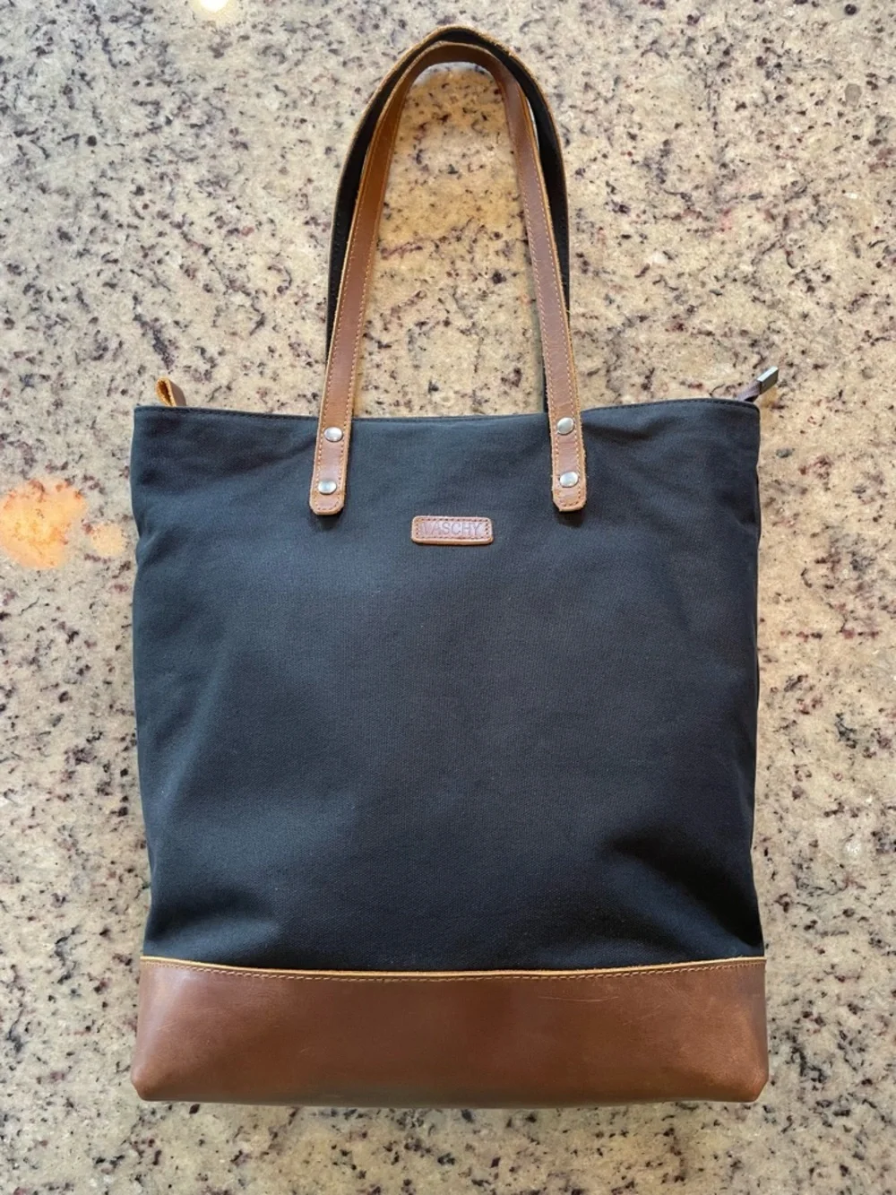 Vaschy distressed cowhide and waterproof Canvas Tote/computer Bag